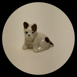 Vintage Boston Terrier Pottery Dog Brown White